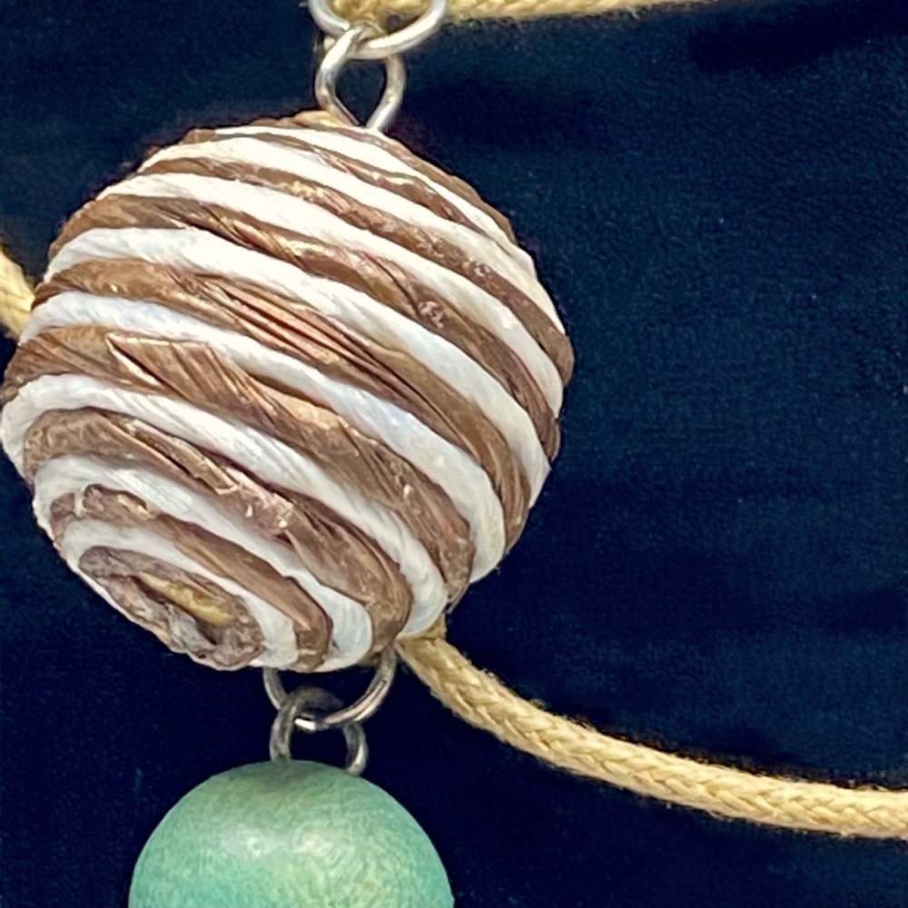 Artisan Necklace of Colorful Wooden Beads & Twine - Picture 5 of 6